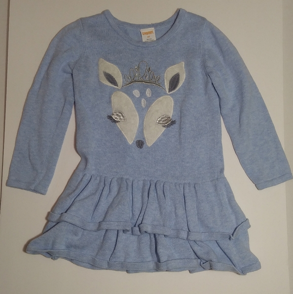 Gymboree Sweater Dress sz 2T Deer Doe Baby Blue - Picture 1 of 5